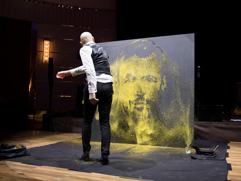 peintre, peintre live, colle et paillettes, live peintre, peintre rapide, portrait, suisse, zurich