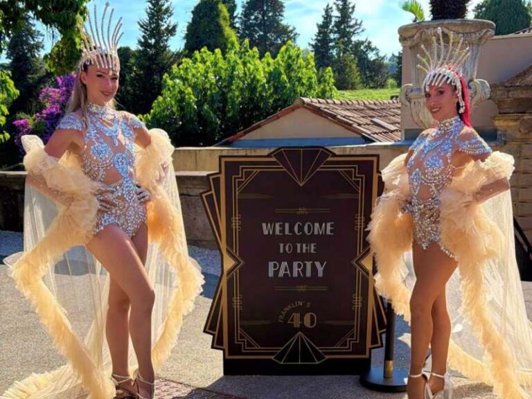 danseuses Gatsby événement, anniversaire thème Gatsby Côte d'Azur, animation Gatsby soirée privée, Park Mougins événement, danseuses accueil soirée